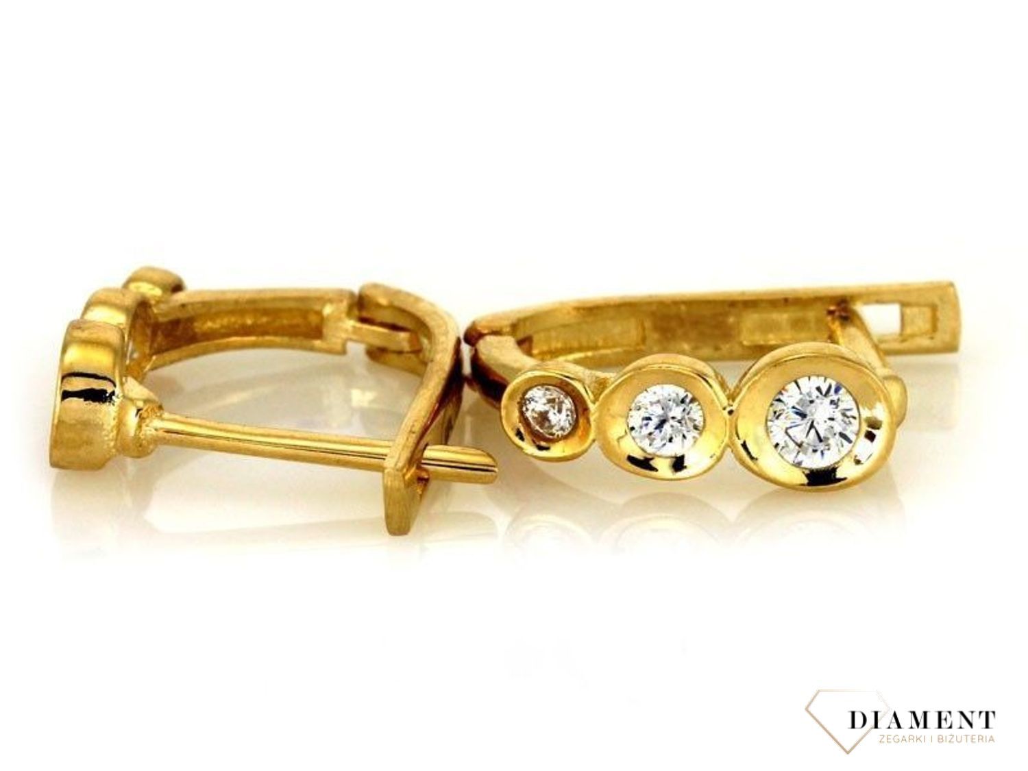 złote Kolczyki angielskie zapięcie KL6324 próby 0.333, błyszcząca, dla kobiety, dla dziewczynki, z cyrkoniami, angielskie, żółte złoto.jpg